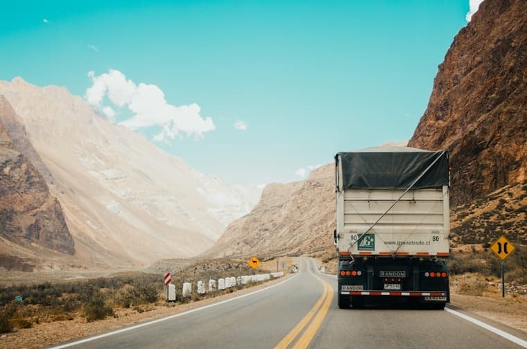 Delivery truck on the road between emirates